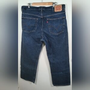 Levi 505 Men's Regular Fit Dark Wash Blue Jeans Size W40 L29 100% Cotton.